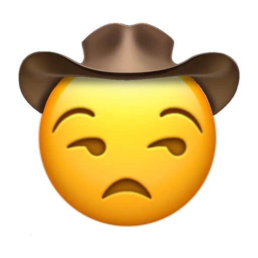 Unamused Cowboy on a transparent background with a brown cowboy hat.
