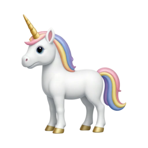 White unicorn standing with a gold horn