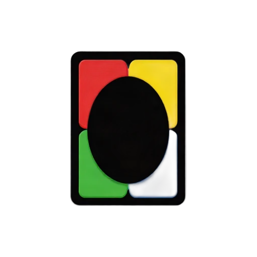 Black UNO wild card divided into red, yellow, green, and blue quadrants