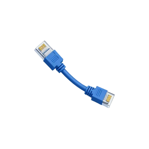 Unplugged blue ethernet cable beside its network port