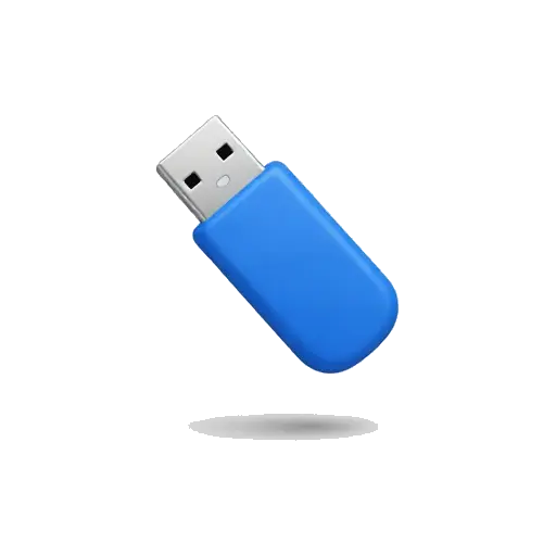 One blue USB flash drive with silver USB plug partly visible, clean three-quarter view, no text or background.