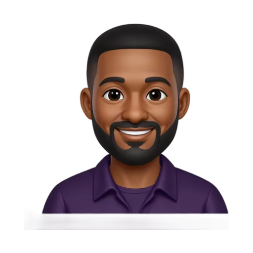Usher smiling in a dark purple collared shirt