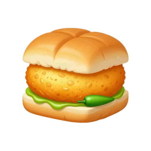 Indian vada pav sandwich with fried potato patty and green chutney