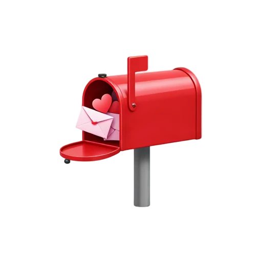 Mailbox filled with Valentine hearts emoji