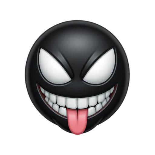Venom with glossy black symbiote head and large white tapered eyes