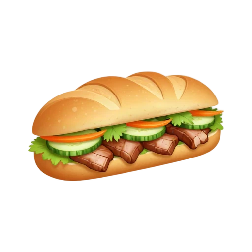 Vietnamese banh mi with meat, cucumber, cilantro, and pickled carrot