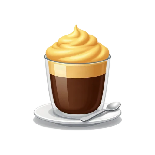 Vietnamese egg coffee with dark coffee under golden whipped egg cream
