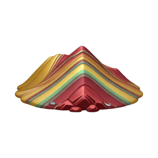 striped red gold and green ridge and layered mineral bands, depicting Vinicunca Rainbow Mountain.