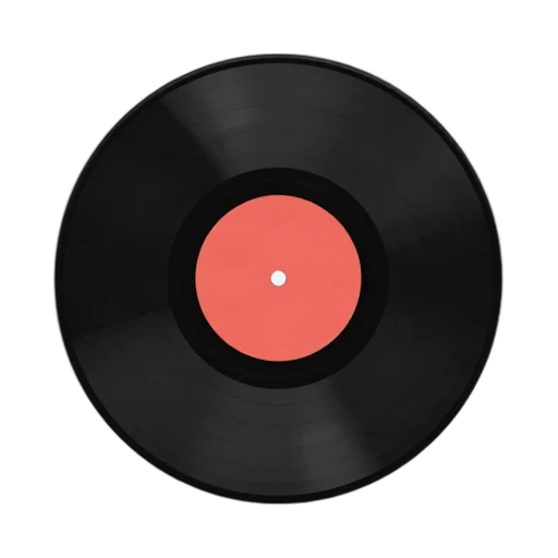 Black vinyl record emoji with red center label