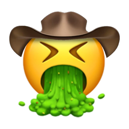 Vomiting Cowboy on a transparent background with a brown cowboy hat.