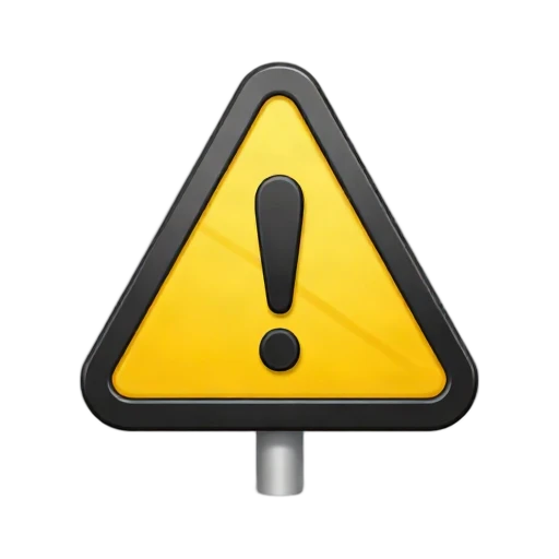 One bright yellow triangular warning sign with rounded corners, thick black border, and one bold black exclamation mark, front view, no text, pole, shadow, or scenery.