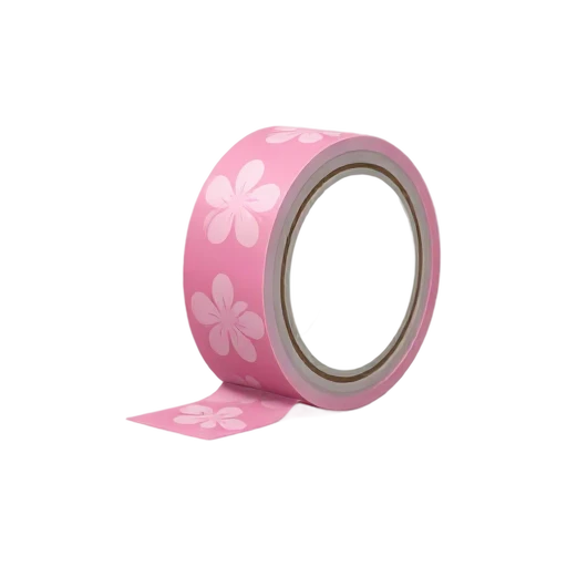Washi Tape with single wide tape roll and pink floral pattern on tape