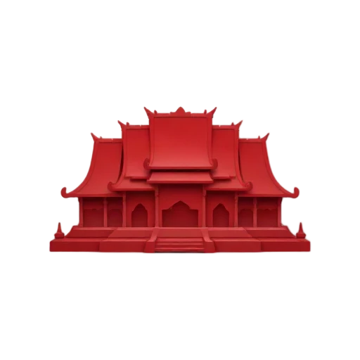 Wat Xieng Thong: low sweeping layered red temple roofs.
