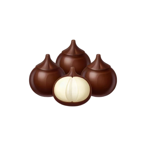 Water chestnuts with dark shells and white peeled cross-section