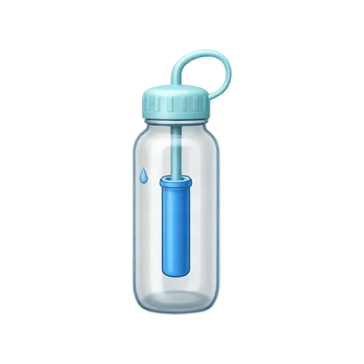 Reusable water bottle with built-in filter straw