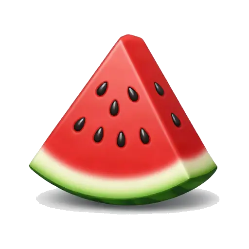 Red watermelon slice with black seeds