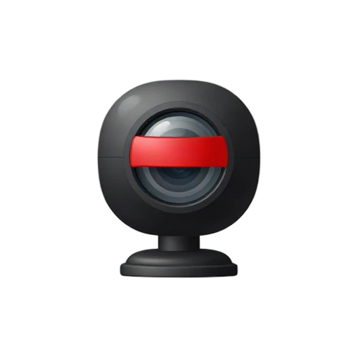 Webcam with red privacy shutter over the lens