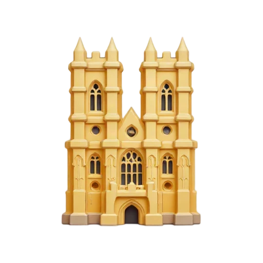 Gothic church facade and two square towers, depicting Westminster Abbey.