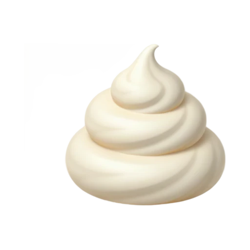 White whipped cream swirl with a pointed peak