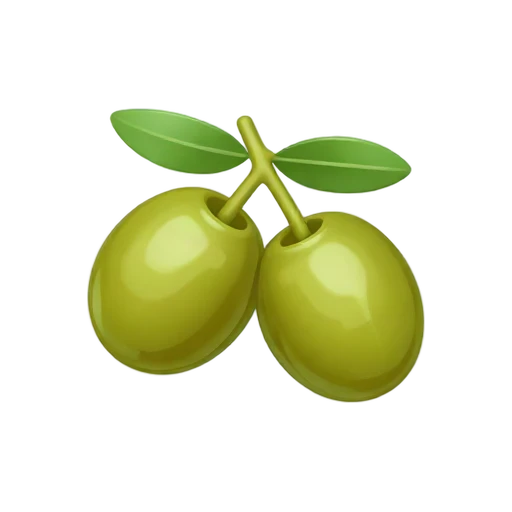 Two whole green olives with leaves emoji
