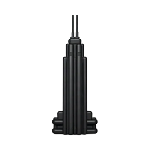 bundled black tower shafts and twin antennas, depicting Willis Tower.