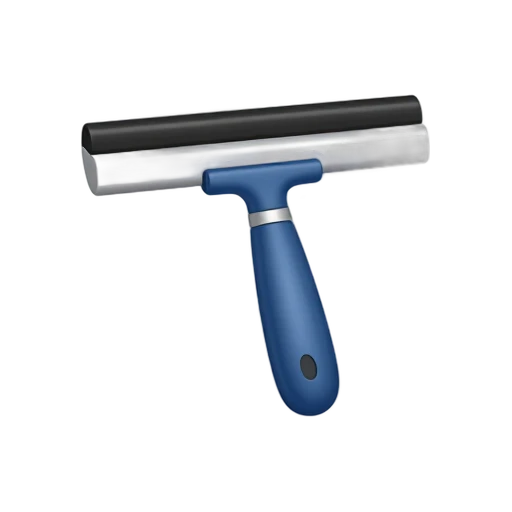 Window Squeegee with straight black rubber wiping blade and short T-shaped handle