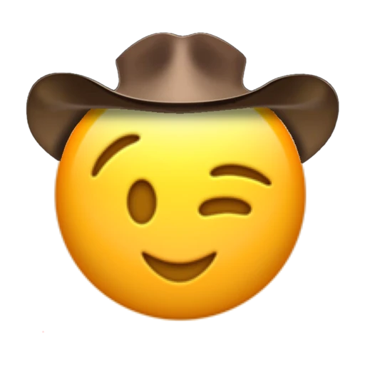 Winking Cowboy on a transparent background with a brown cowboy hat.