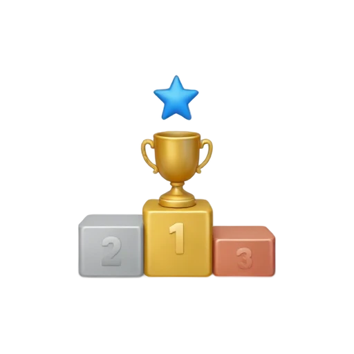 Sports victory podium with trophy emoji
