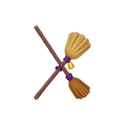 Witch broom with ribbons emoji