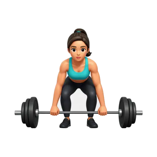 Athletic woman in a deadlift starting position gripping a barbell at mid-shin height