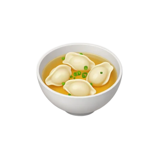 Wonton soup with folded dumplings in clear broth