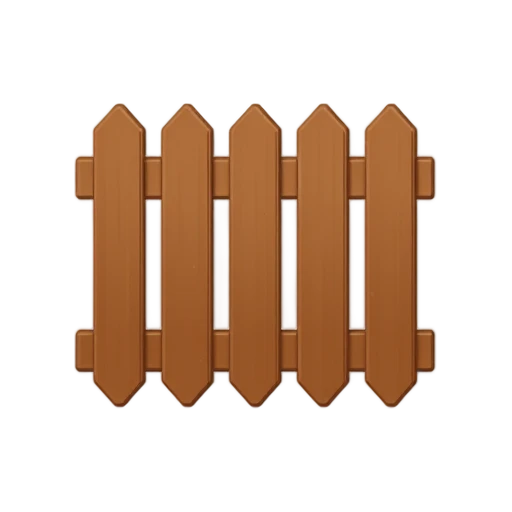 Short brown wooden picket fence section with pointed slats and cross rails