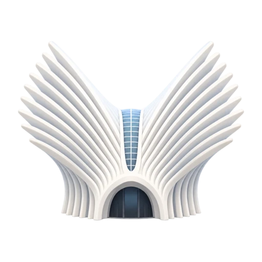 white ribbed wings and oval entrance, depicting World Trade Center Oculus.
