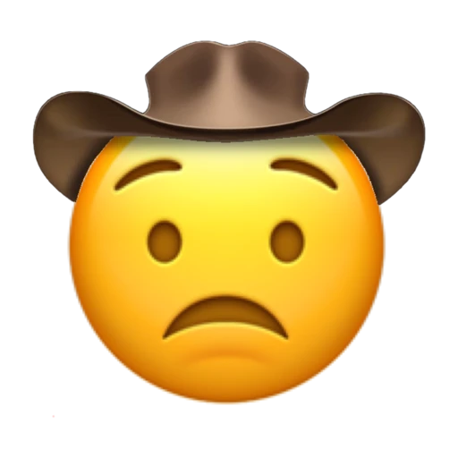 Worried Cowboy on a transparent background with a brown cowboy hat.
