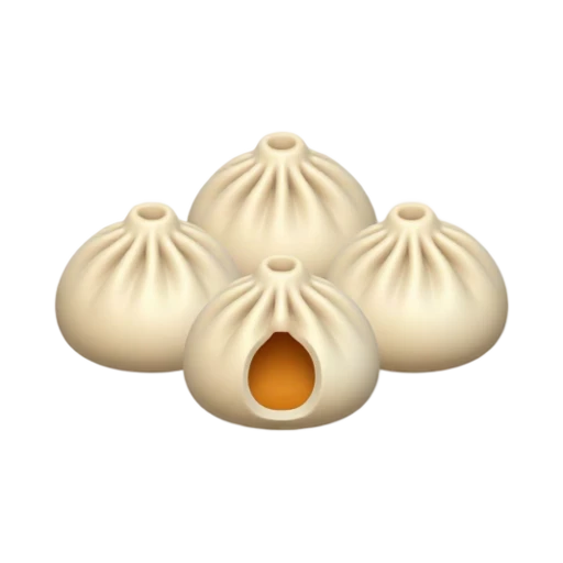 Xiao long bao soup dumplings with pleated tops and broth visible in one cutaway