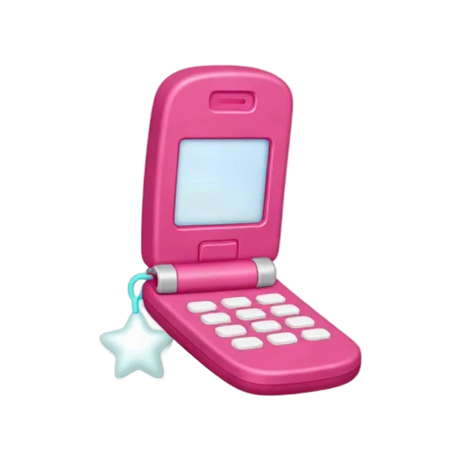 Y2K pink flip phone with star charm emoji