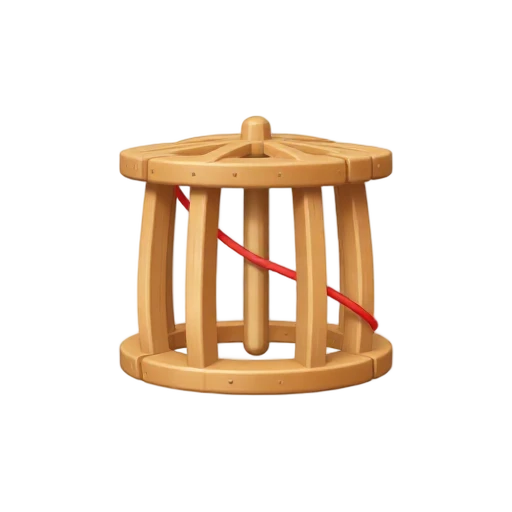 Wooden yarn swift with red yarn emoji