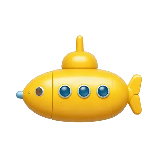 Yellow submarine with blue portholes