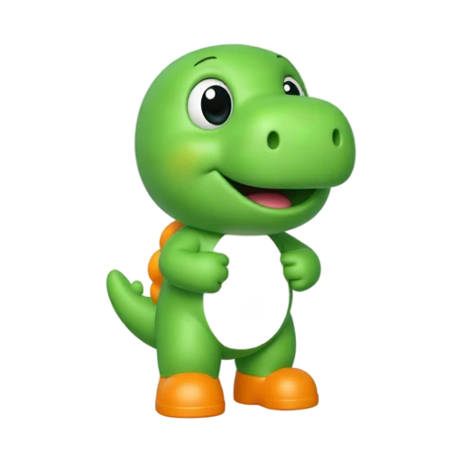 Green dinosaur character with orange saddle emoji