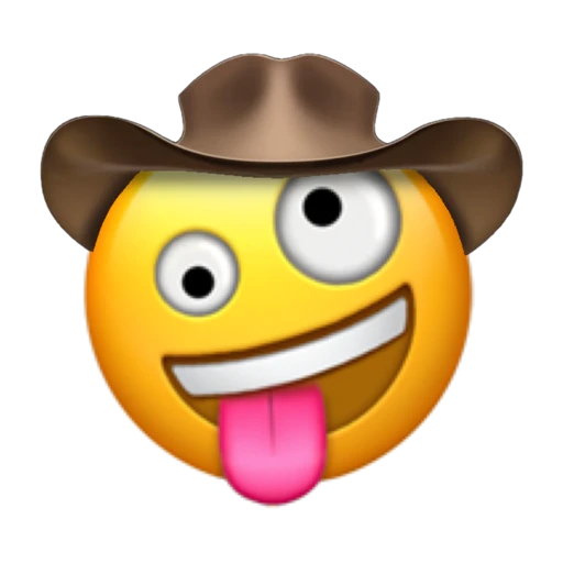 Zany Cowboy on a transparent background with a brown cowboy hat.