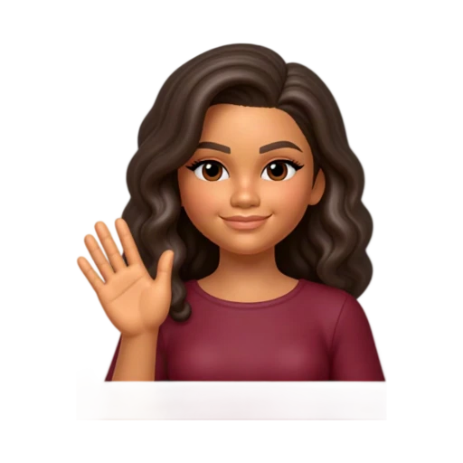 Zendaya raising one open hand beside her shoulder in a friendly wave, wearing a burgundy top